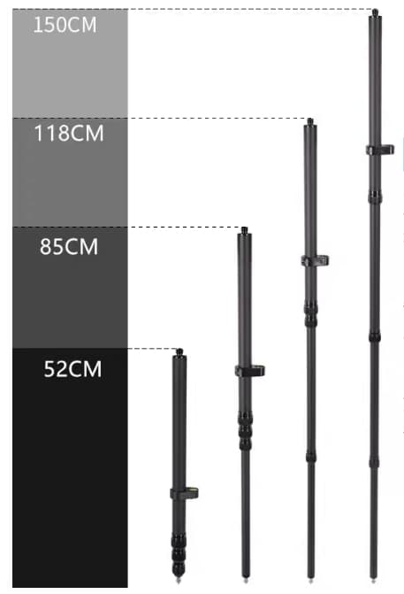RTKPA1.5 Aluminum GNSS Pole 1.5m (0.7Kg; 52~150cm;4 sections)